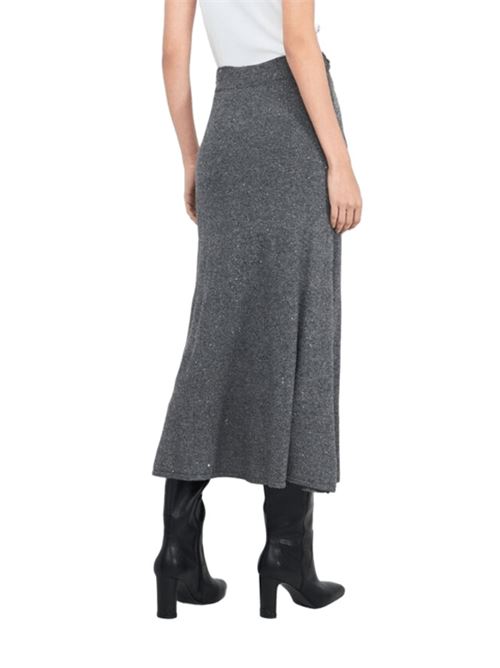 Gonna midi in maglia con paillettes colore grigio LIU JO | MF5295-MA27R04485